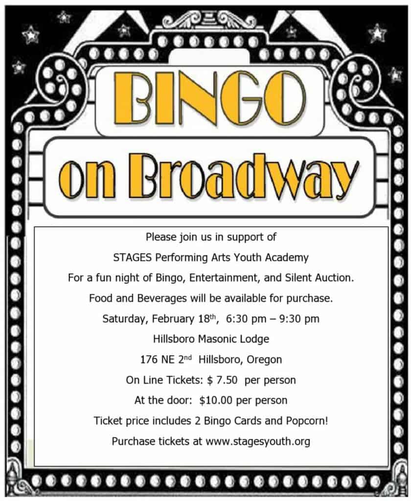 Bingo on Broadway flyer